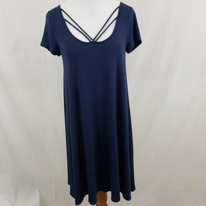 Hollister Dress Criss Cross Swing T Shirt Dress Navy Blue size Medium Boho